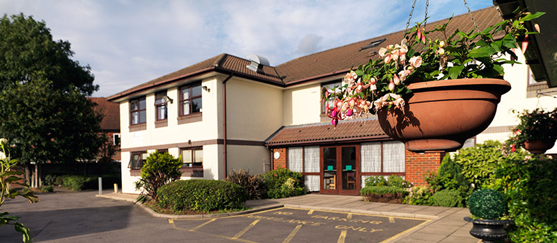 The exterior of Vicarage Farm Care Home in Hounslow, West London