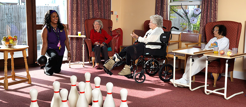 Residents enjoying an activity session together at Vicarage Farm Care Home